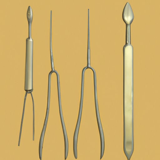 איור המתאר כלים כירורגיים עתיקים ששימשו להסרה כירורגית